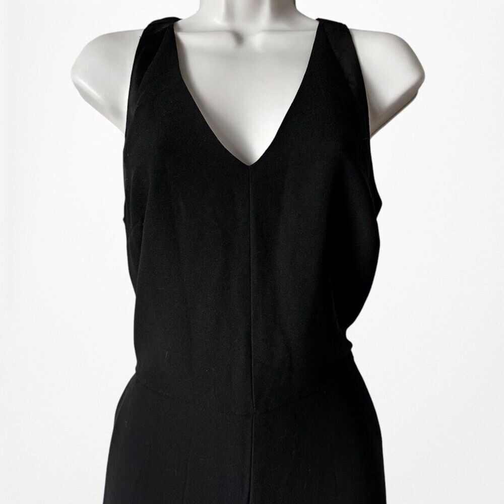 Vintage Y2K Black Sleeveless V-neck Wide Leg One Piece Office Jumpsuit Size M - Picture 7 of 9